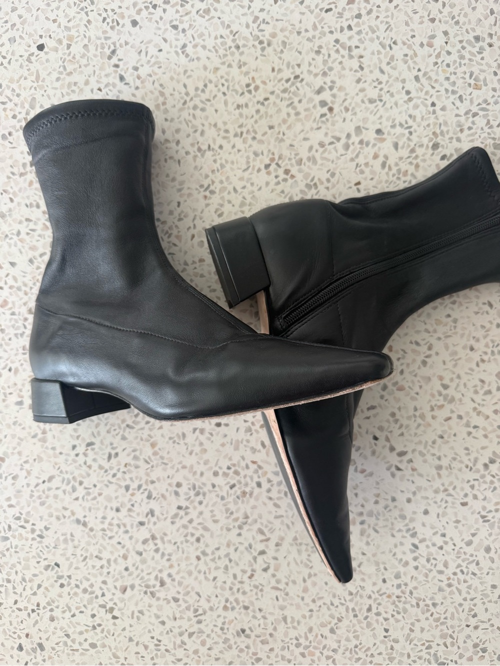Reformation Black leather sock Booties